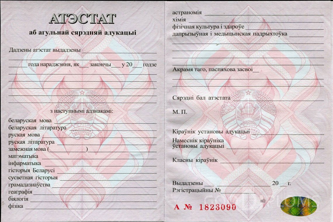Белорусский аттестат за 11 класс - Москву